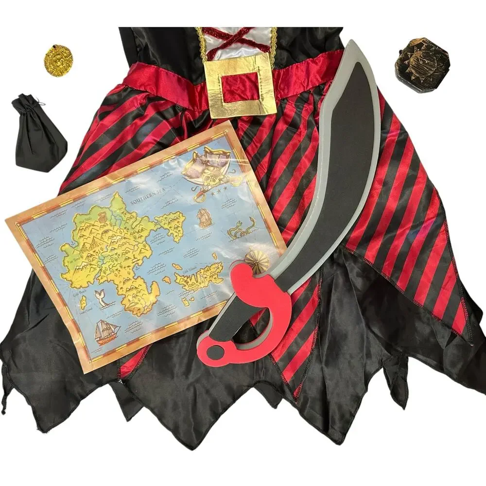 NWT Spooktacular Creations Girl Pirate Costume Buccaneer Princess Child Size M